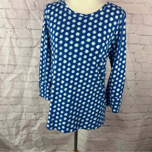 chico's Dot Print 3/4 Sleeve Button Tee sz 1 (M) polka dot - Picture 1 of 9